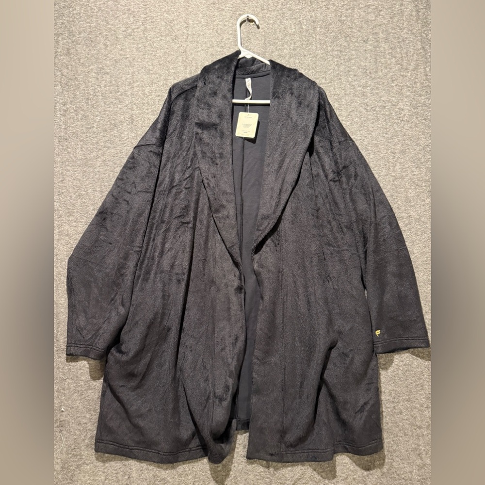 Fabletics Cozy Cord Cardigan Women’s 2X 18-20 black super soft fleece warm NWT